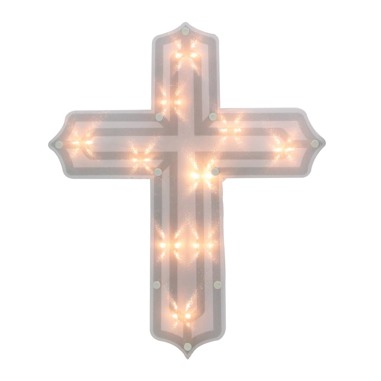 14" White Lighted Religious Cross Easter Window Silhouette Decoration